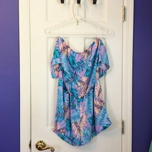 Hawaiian Floral Off Shoulder Romper. Size Medium.
